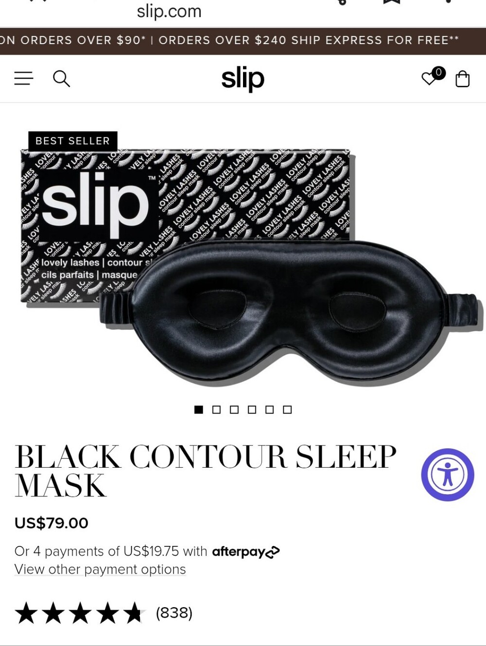 slip Black Lash-Protect Sleep Mask 100% silk. - Picture 5 of 9